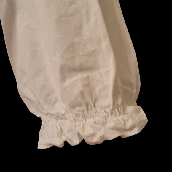 J Crew White Puff Sleeve Cotton Blouse S Ruffle Trim Career Business Professiona - Picture 2 of 7